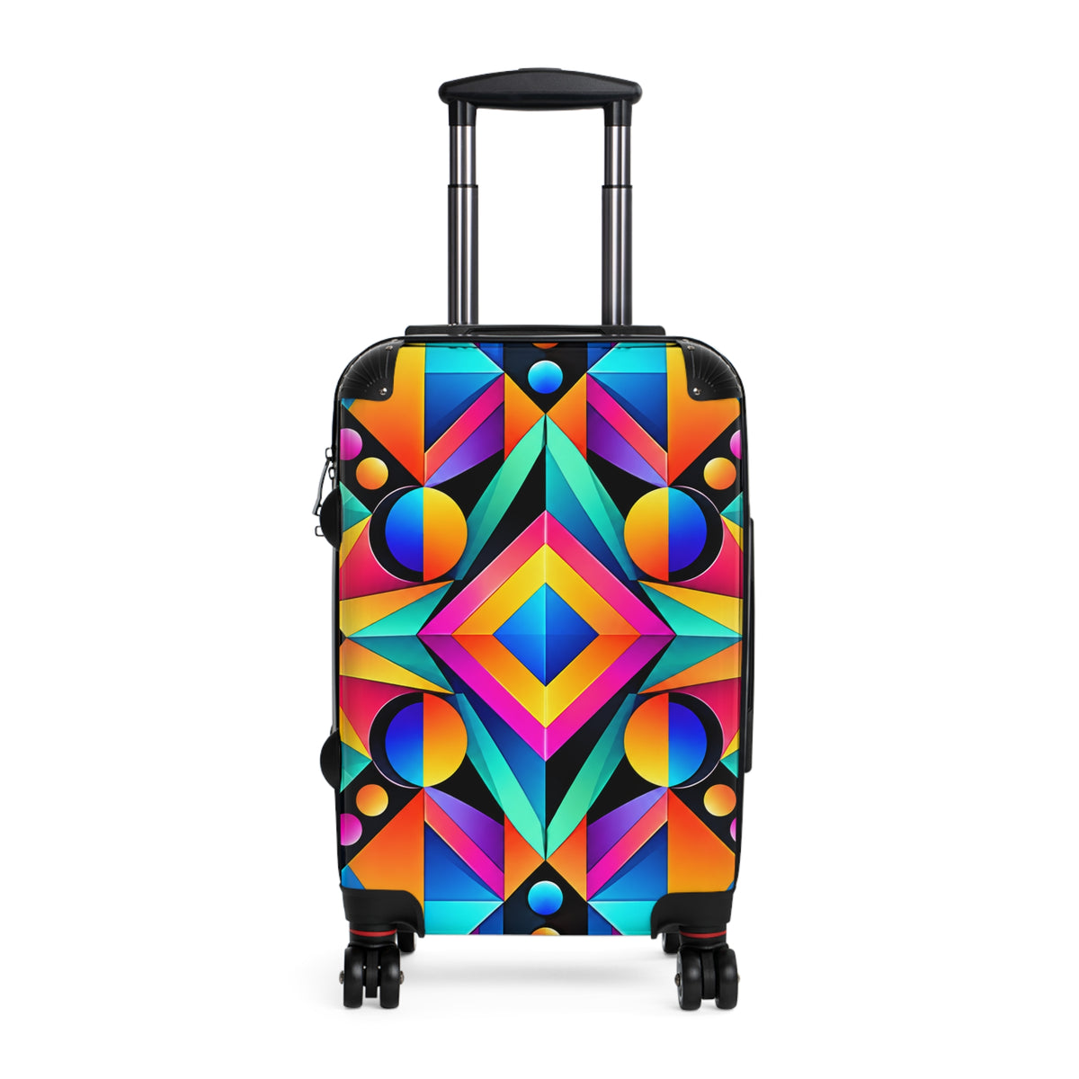 Vibrant Geometric Carry-On Suitcase — Colorful Retro Travel Luggage