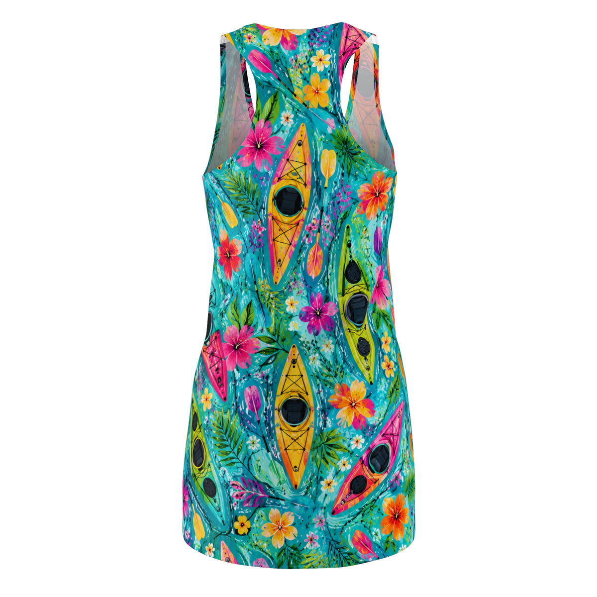 Kayak Floral Racerback Dress — Bright Tropical Watercolor AOP