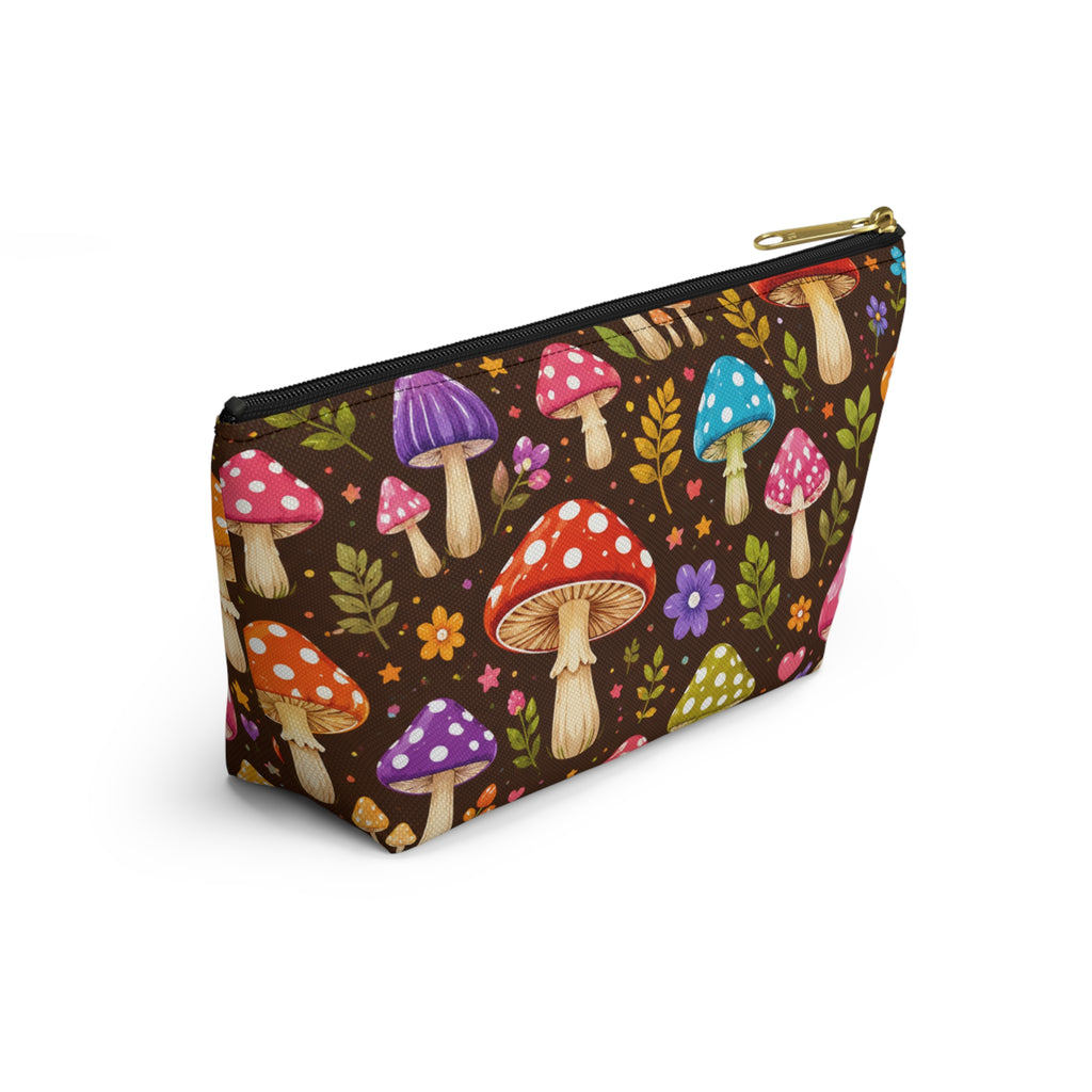 Mushroom Pattern Accessory Pouch — Whimsical Toadstool Makeup Bag