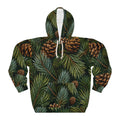 Pinecone Pine Needle All-Over Print Hoodie — Cozy Woodland Winter Pullover