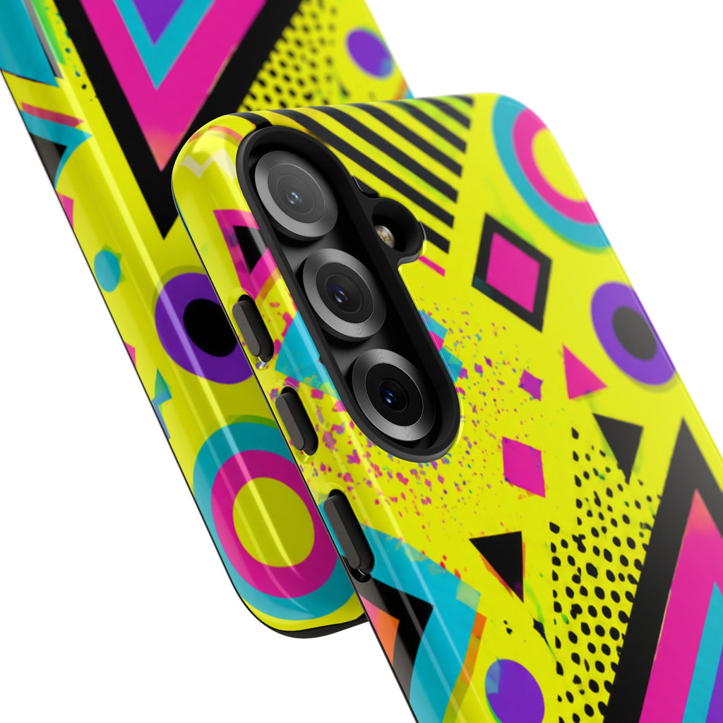 Retro 80s Geometric Phone Case — Neon Memphis Triangle Design