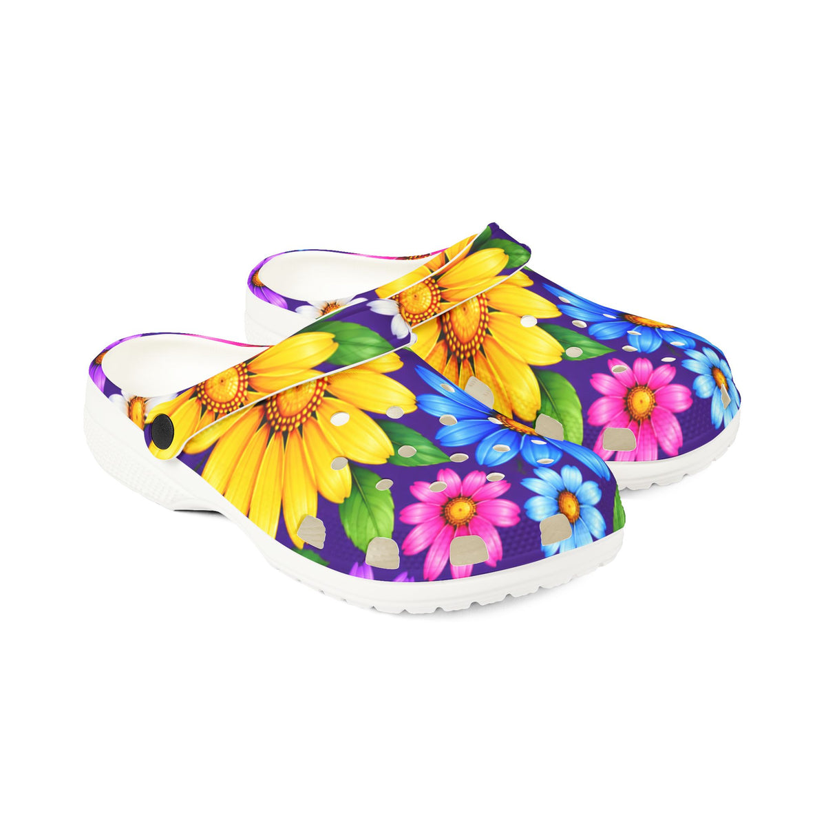 Floral EVA Foam Clogs — Bright Daisy Garden Slip-On Shoes