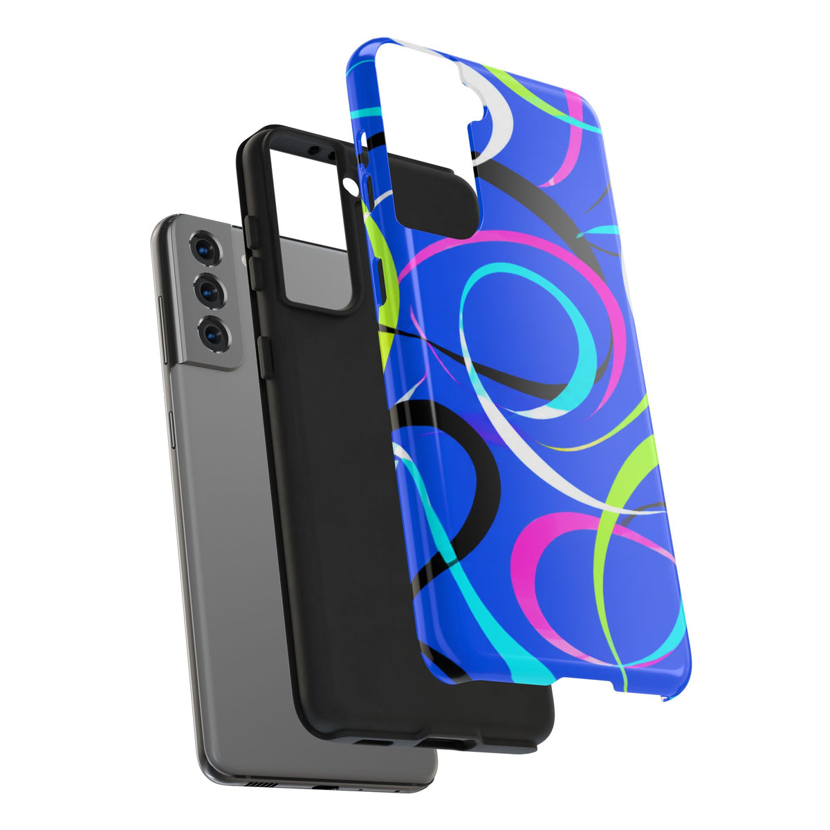 Tough Phone Case — Blue Abstract Swirl Protective Cover