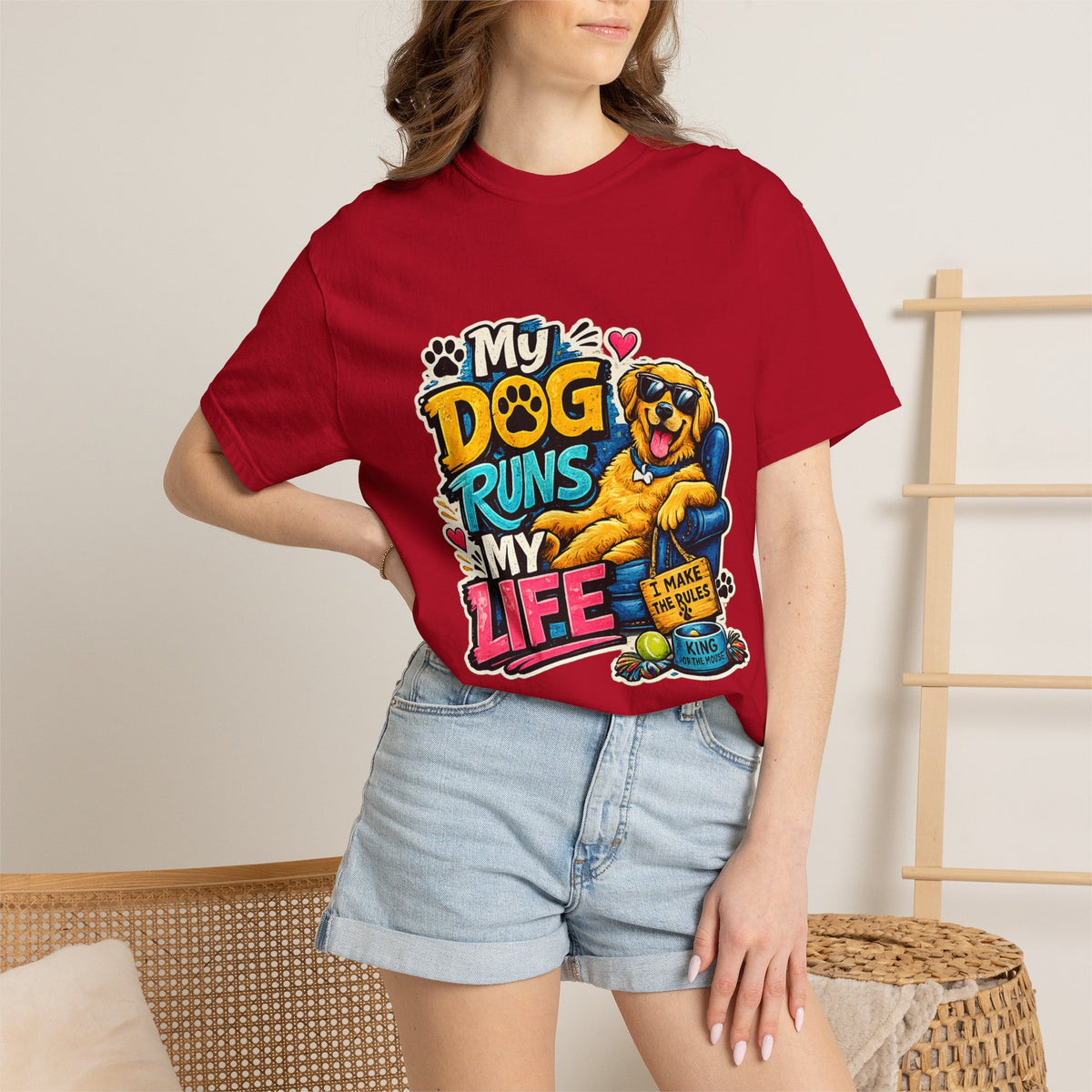 My Dog Runs My Life T-shirt | Funny Dog Lover Tee