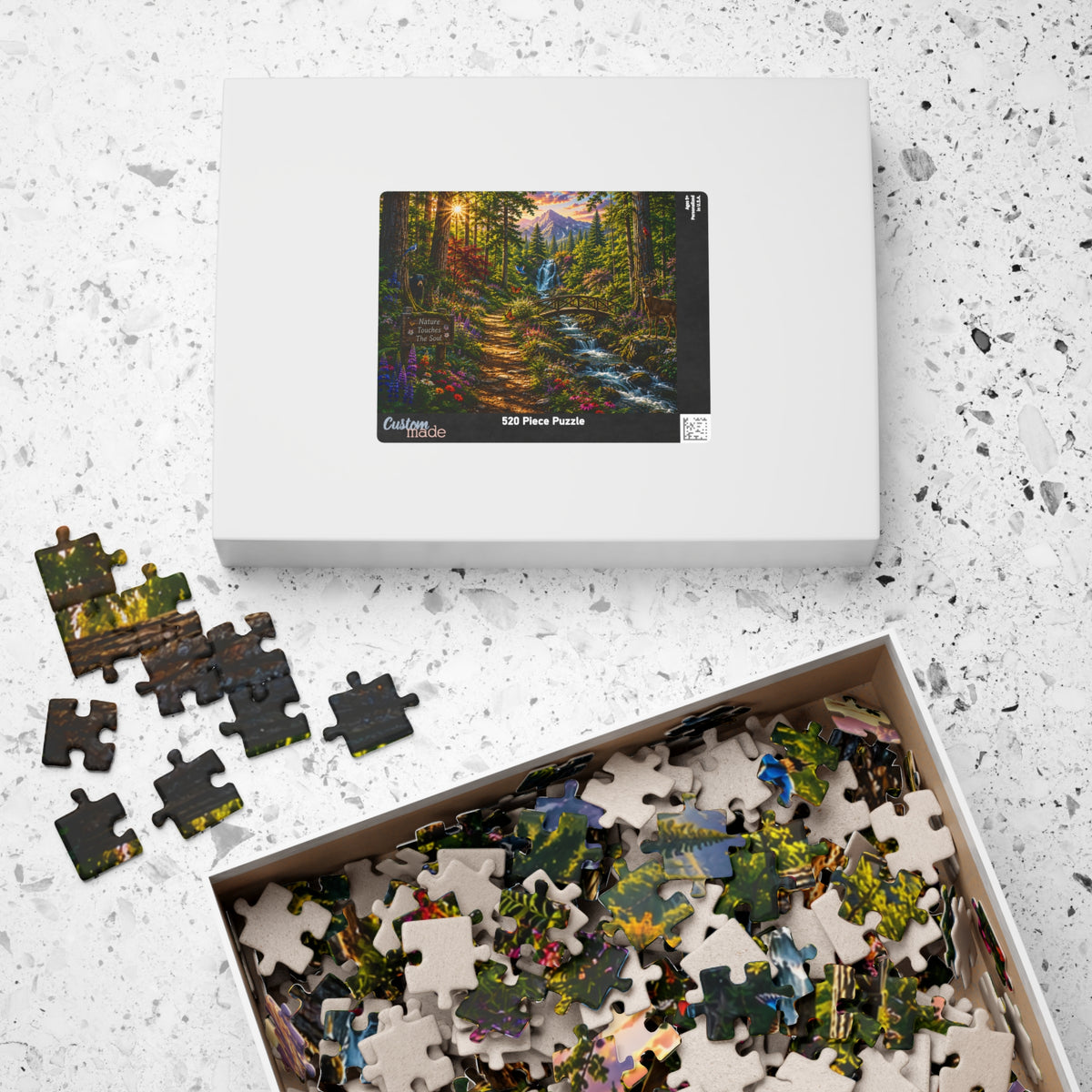 Scenic Forest Waterfall Jigsaw Puzzle — "Nature Touches the Soul" (110–1014 pcs)