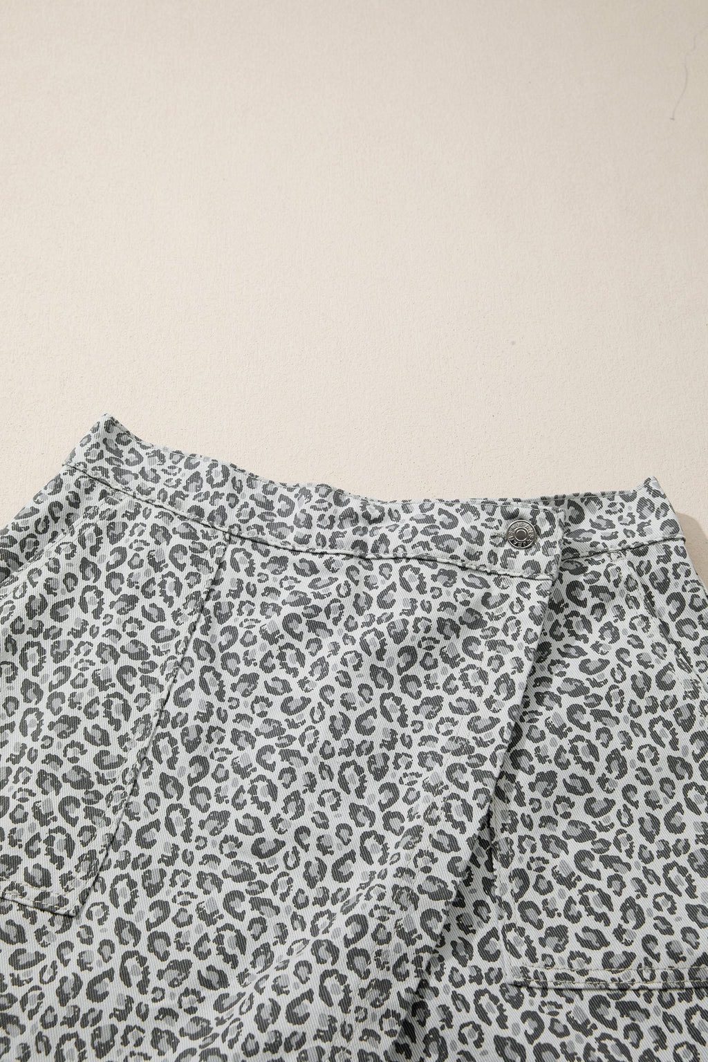 Leopard Denim Wrap Front Shorts