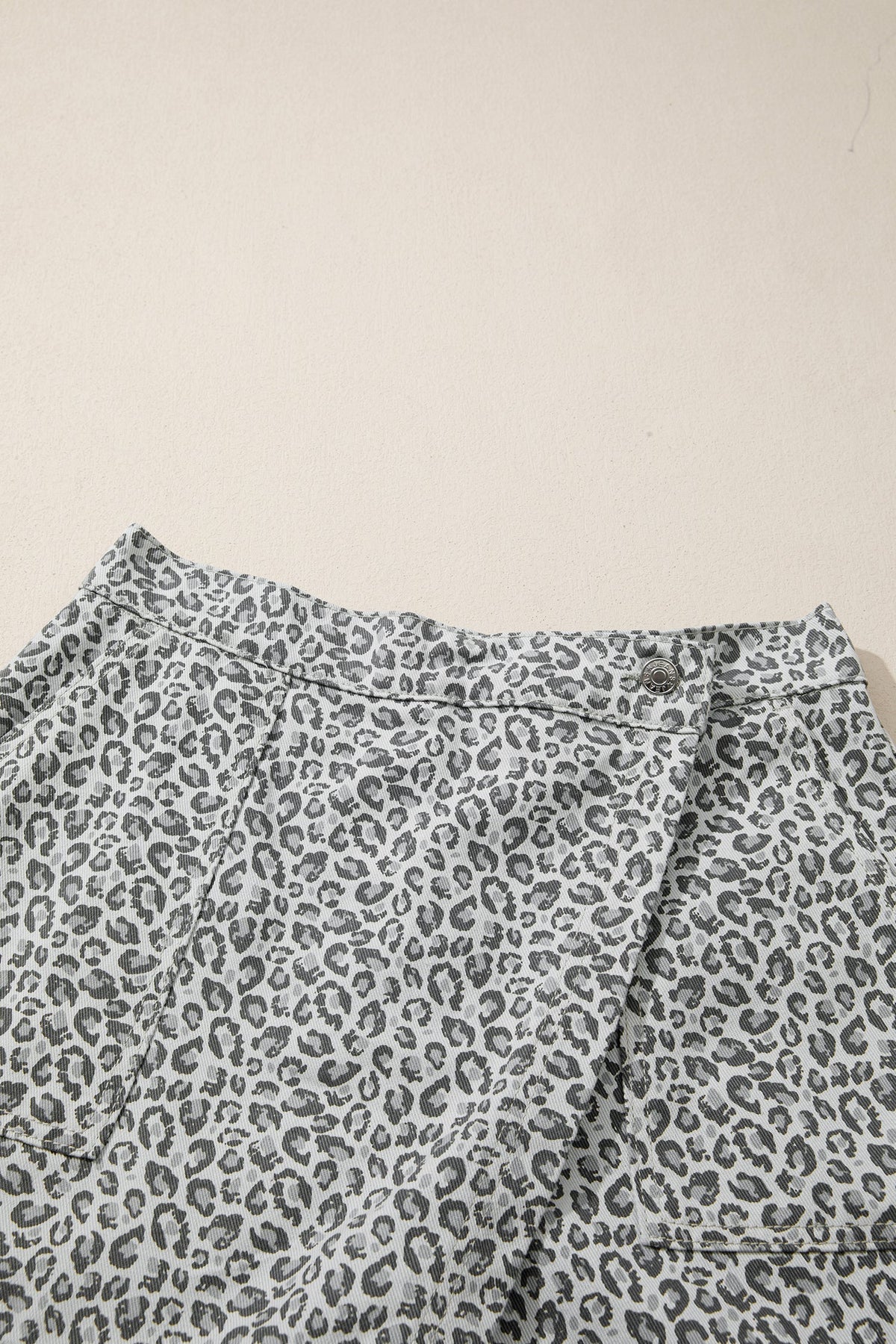 Leopard Denim Wrap Front Shorts