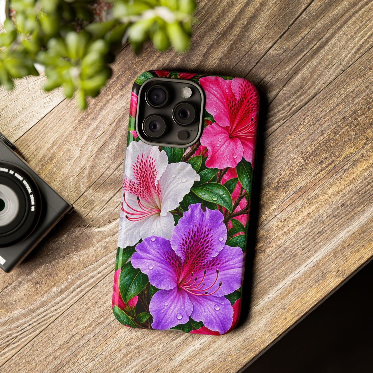 Floral Azalea Phone Case — Vibrant Pink & Purple Blossom Protection