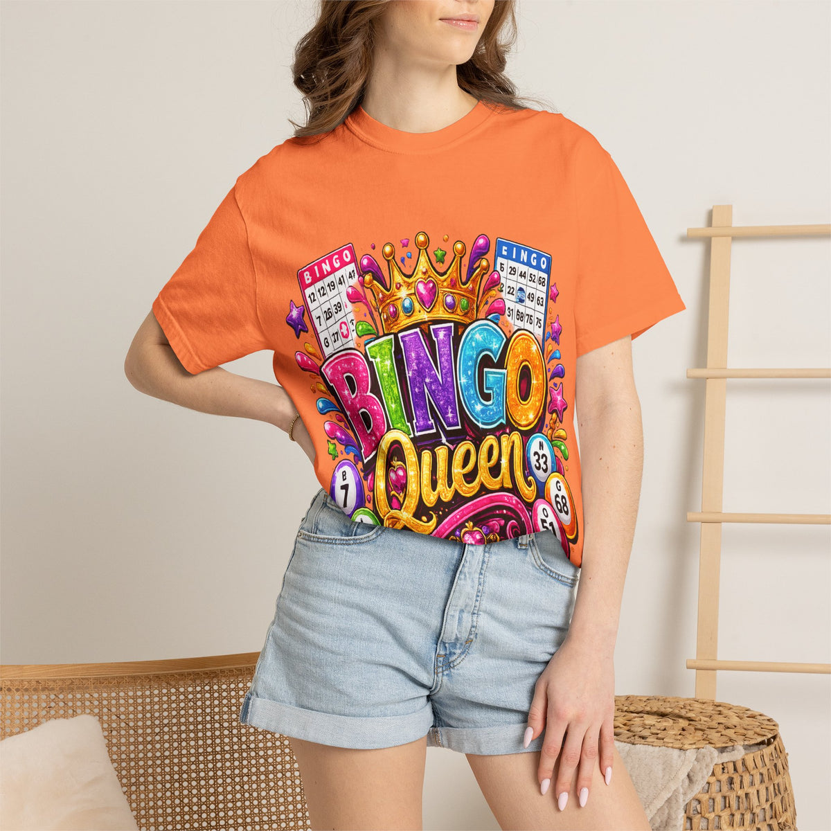 Bingo Queen T-shirt | Colorful Crown Bingo Balls Design