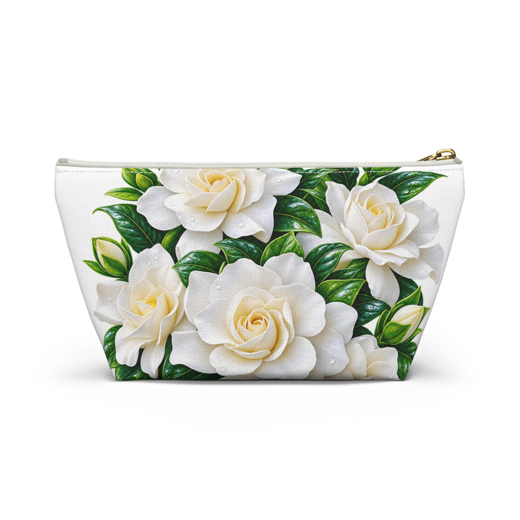 Gardenia Floral Accessory Pouch — T‑Bottom Makeup & Travel Cosmetic Bag