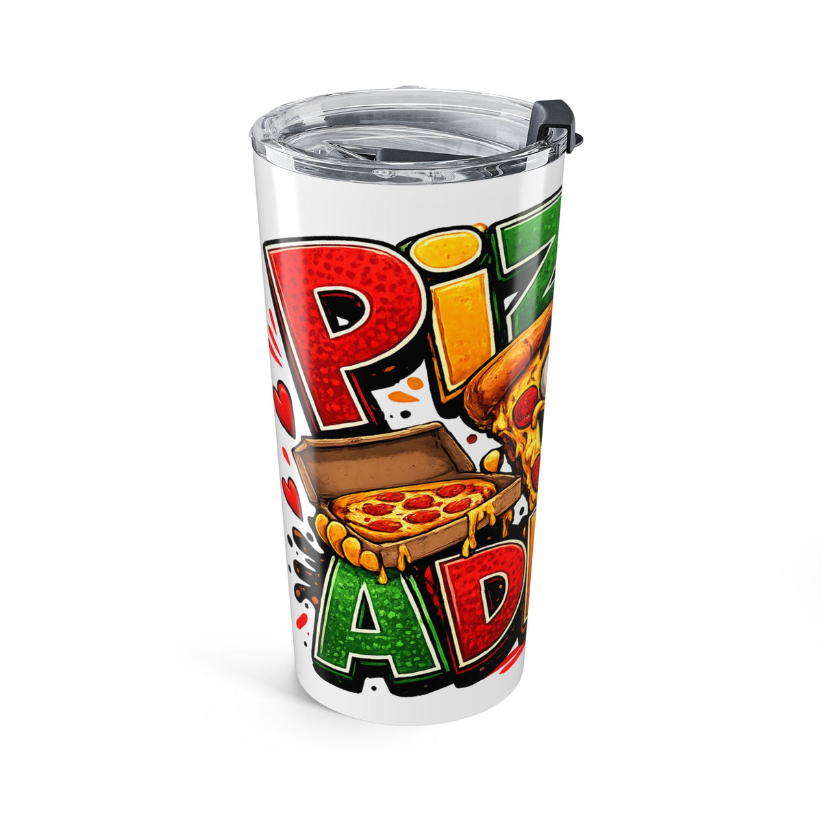 Pizza Addict Tumbler | Colorful Cartoon Slice Drink Cup