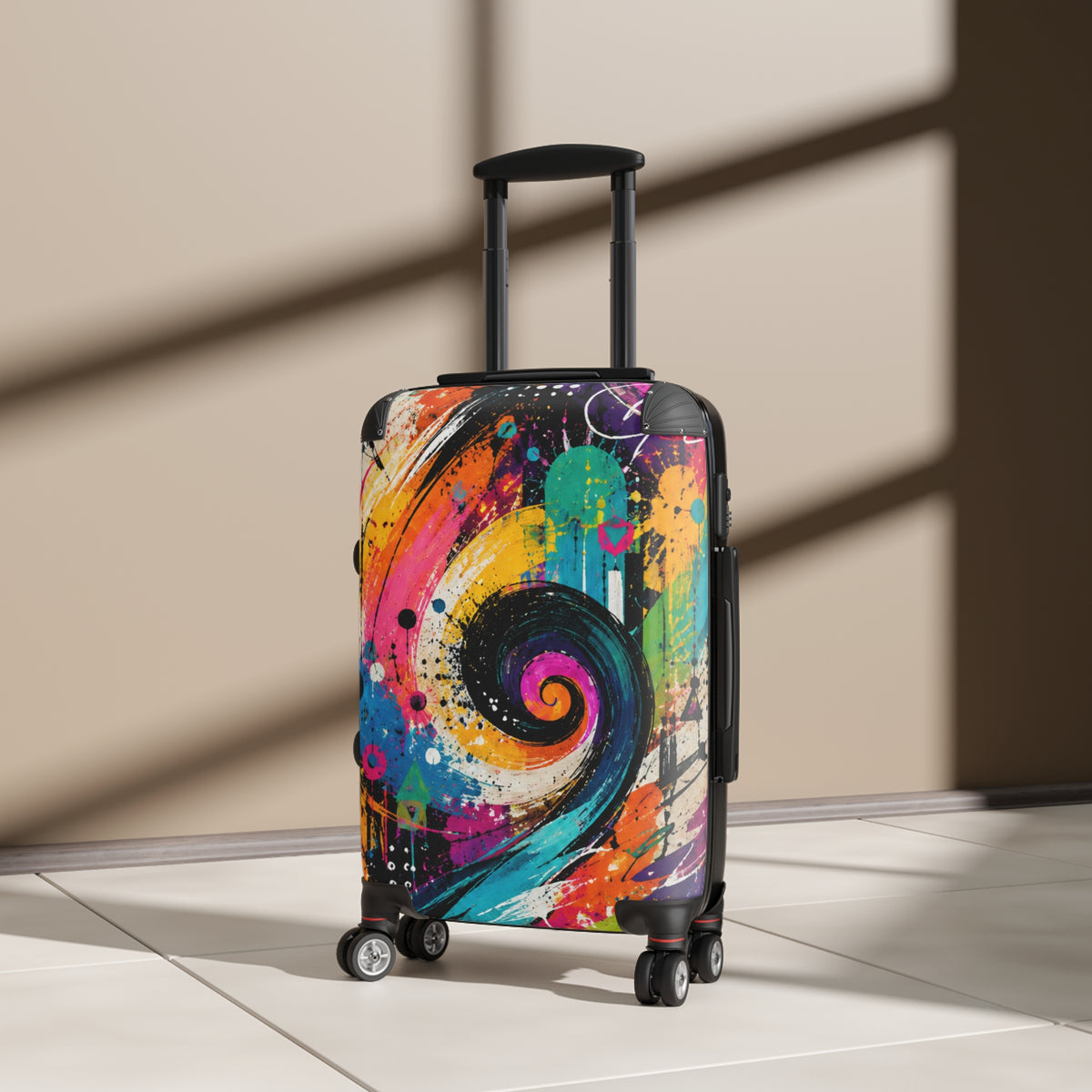 Colorful Swirl Carry-On Suitcase – Vibrant Abstract Travel Luggage