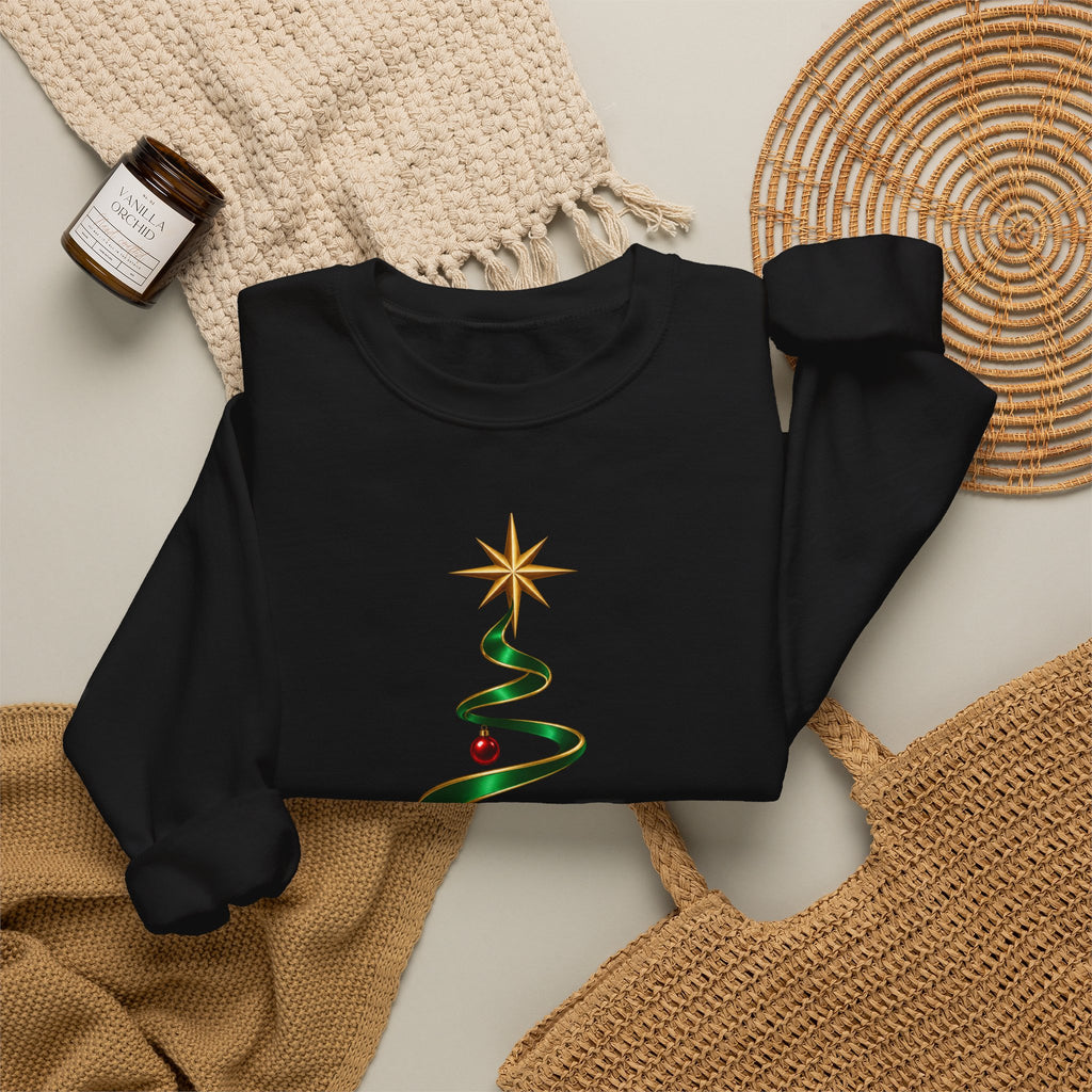 Minimal Green Ribbon Christmas Tree Sweatshirt