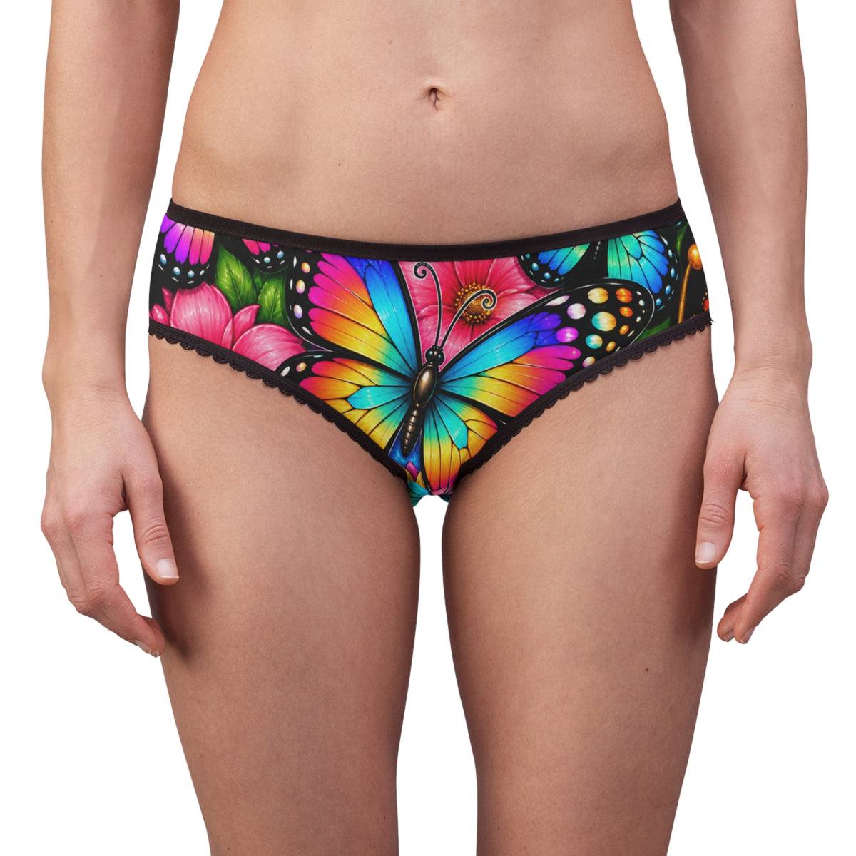 Butterfly Bloom Women's Briefs — Vibrant Rainbow Floral Underwear