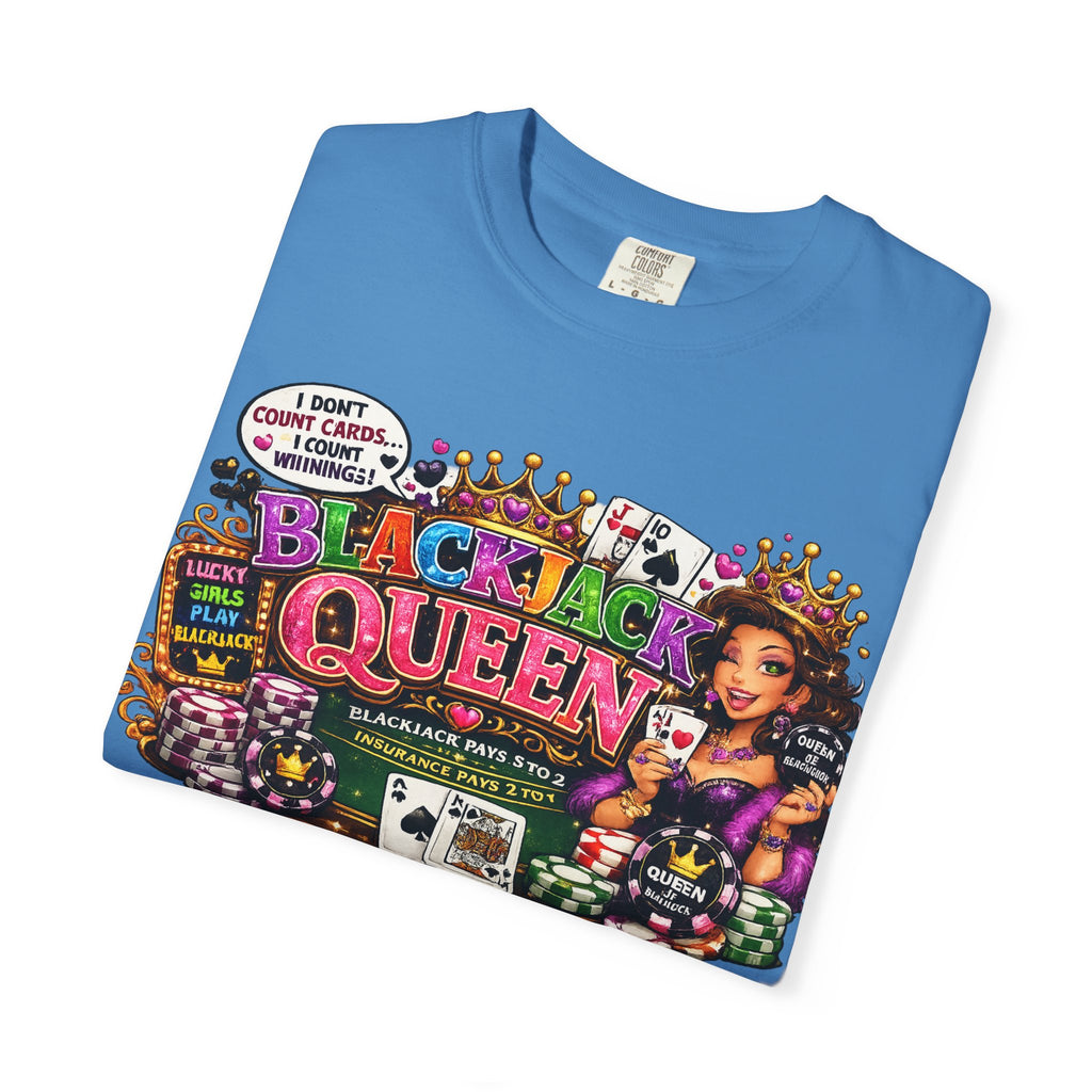 Blackjack Queen T-shirt | Casino Card Dealer Illustration