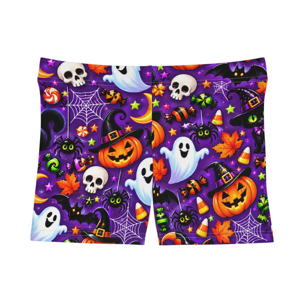 Halloween Pattern Women's Shorts — Cute Ghosts, Pumpkins & Skulls AOP