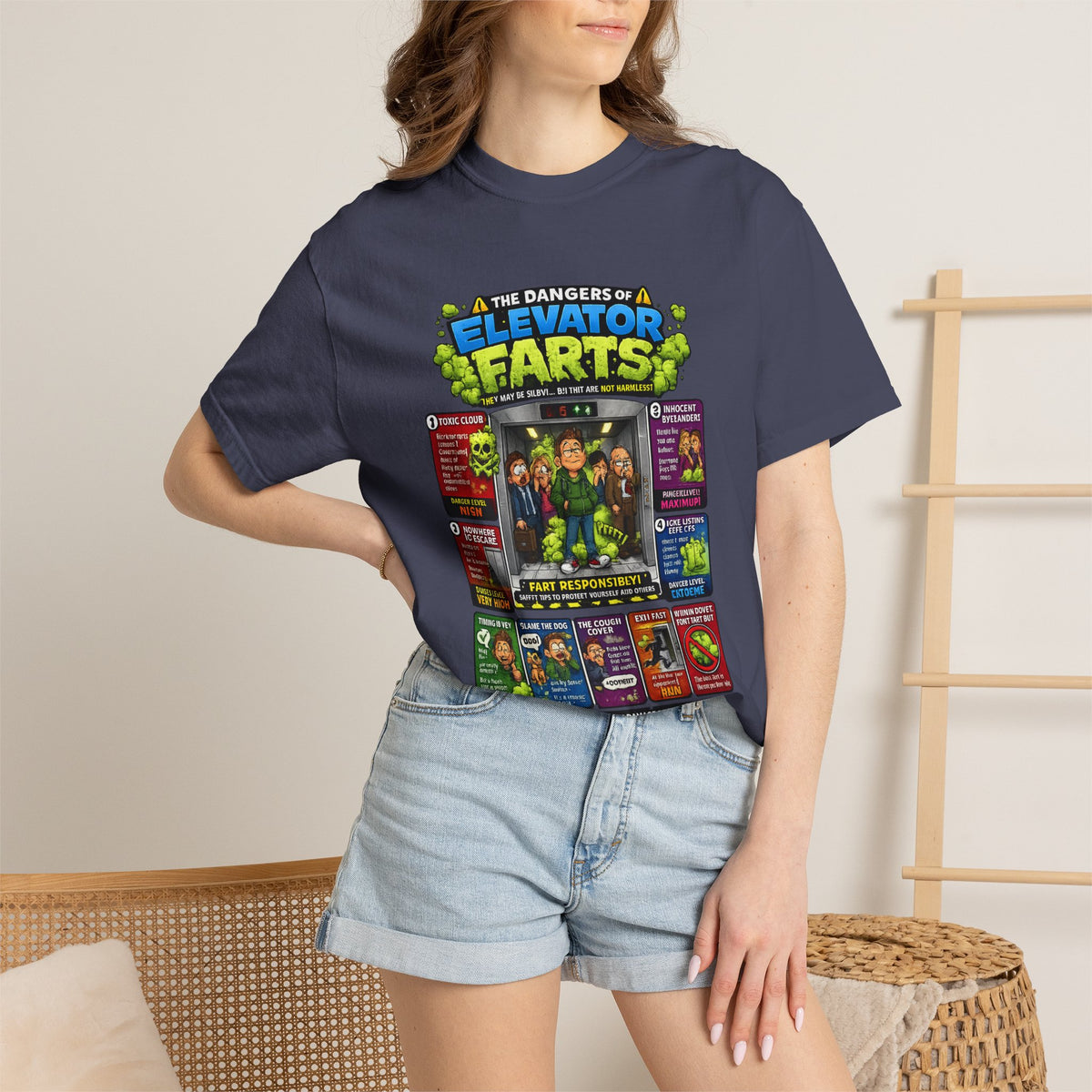 Elevator Farts chart T-shirt | Funny Bathroom Humor Tee