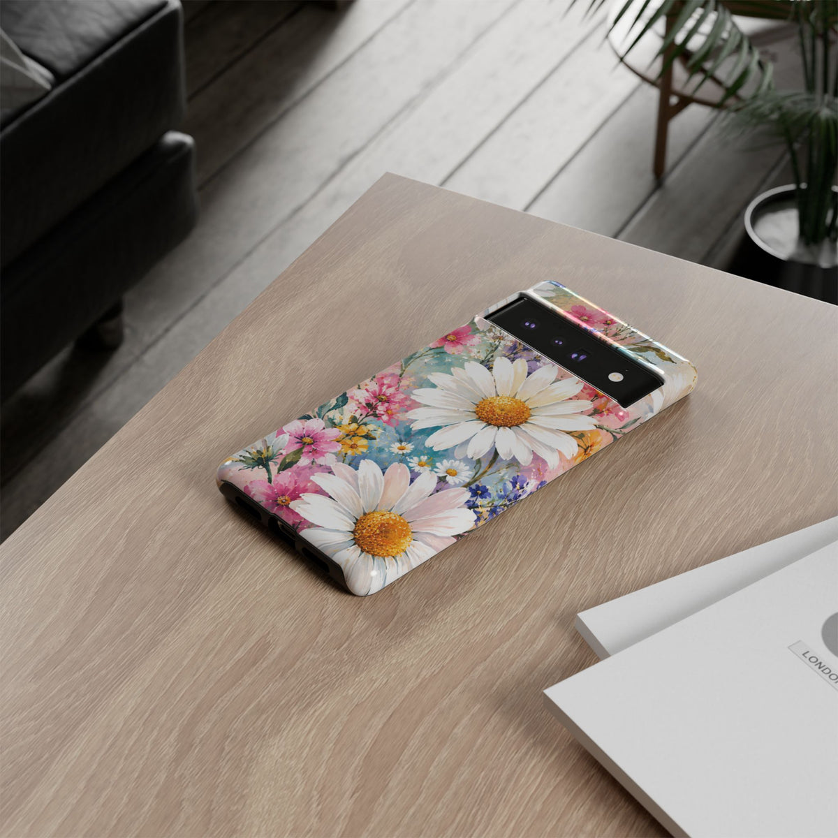 Floral Daisy Phone Case — Watercolor Daisies Protective Tough Case