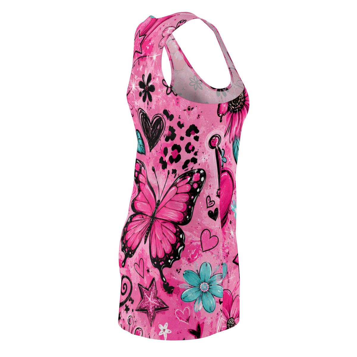 Pink Butterfly Floral Dress | Racerback