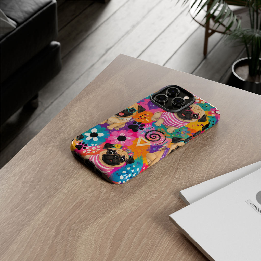 Pug Pop Art Phone Case — Colorful Pug Pattern Tough Case