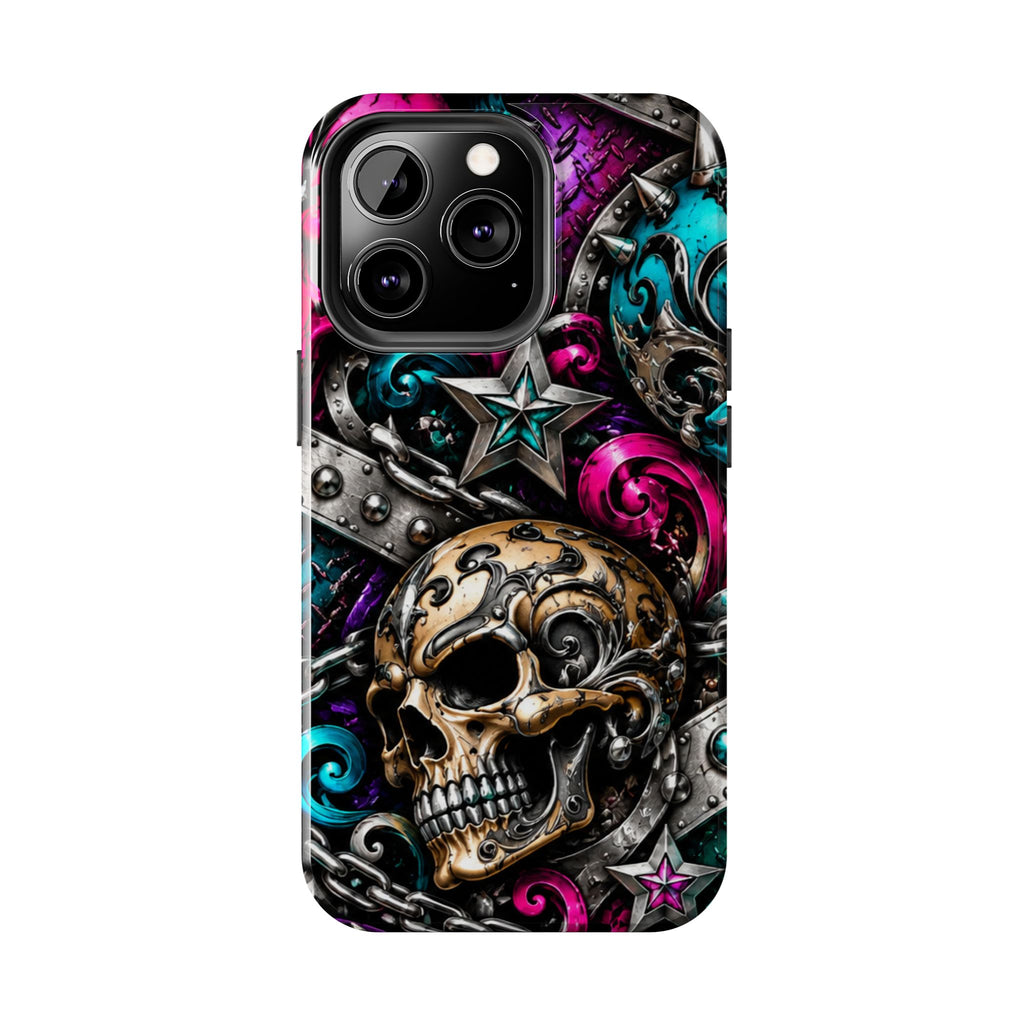 Skull & Stars Tough Phone Case | Colorful Gothic Skull Phone Case