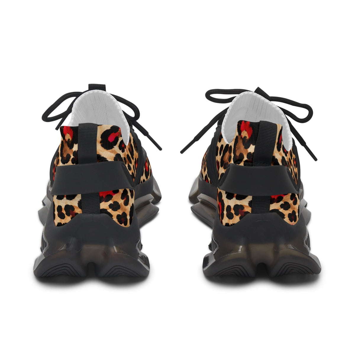 Leopard Print Women's Mesh Sneakers — Fashionable Animal-Print Athletic Shoes