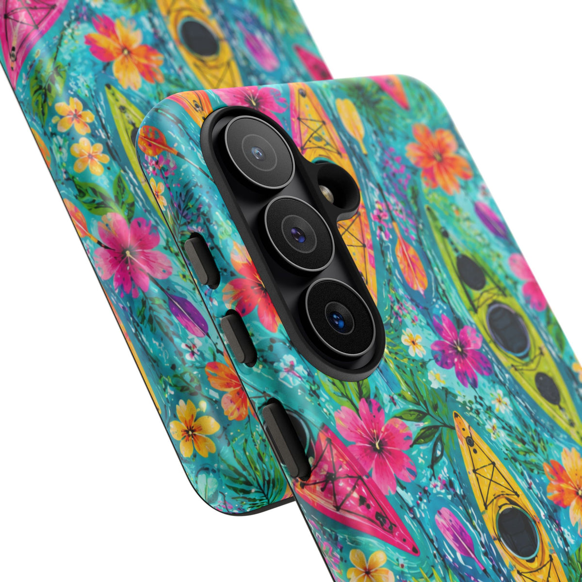 Tropical Kayak Phone Case – Colorful Floral Waterproof Pattern