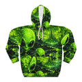 Alien Landscape Hoodie — Neon Green Extraterrestrial All-Over Print