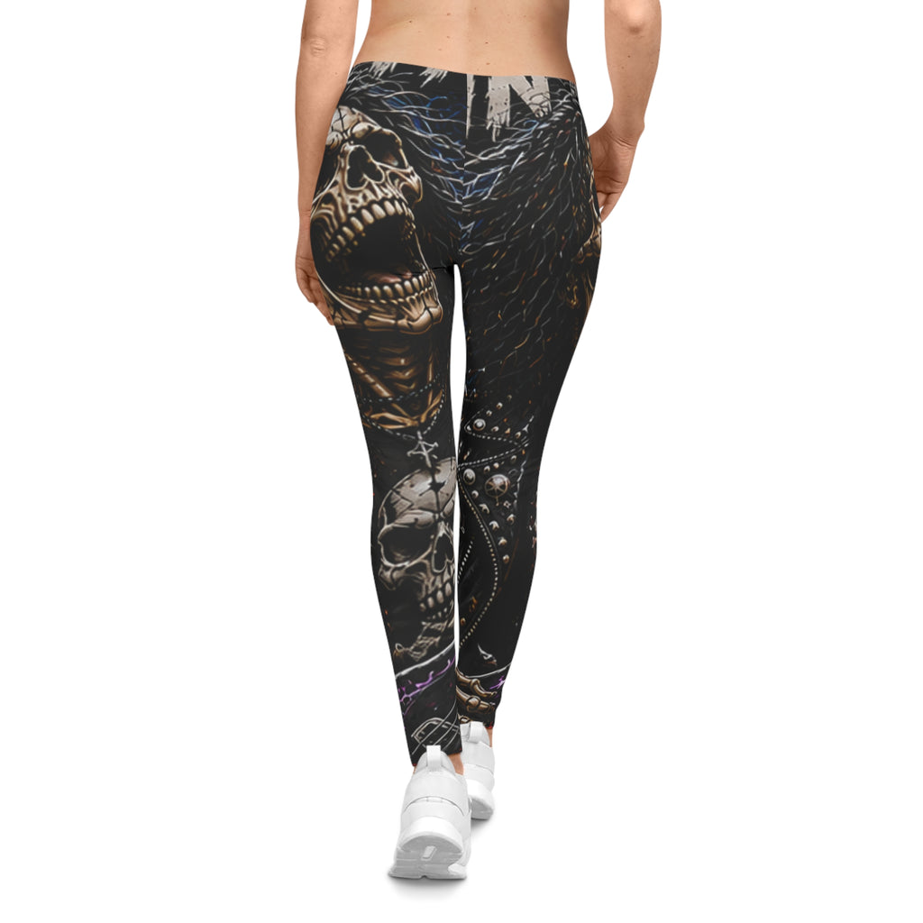 Skull Rock Leggings — Gothic Skeleton All-Over Print Women's Leggings