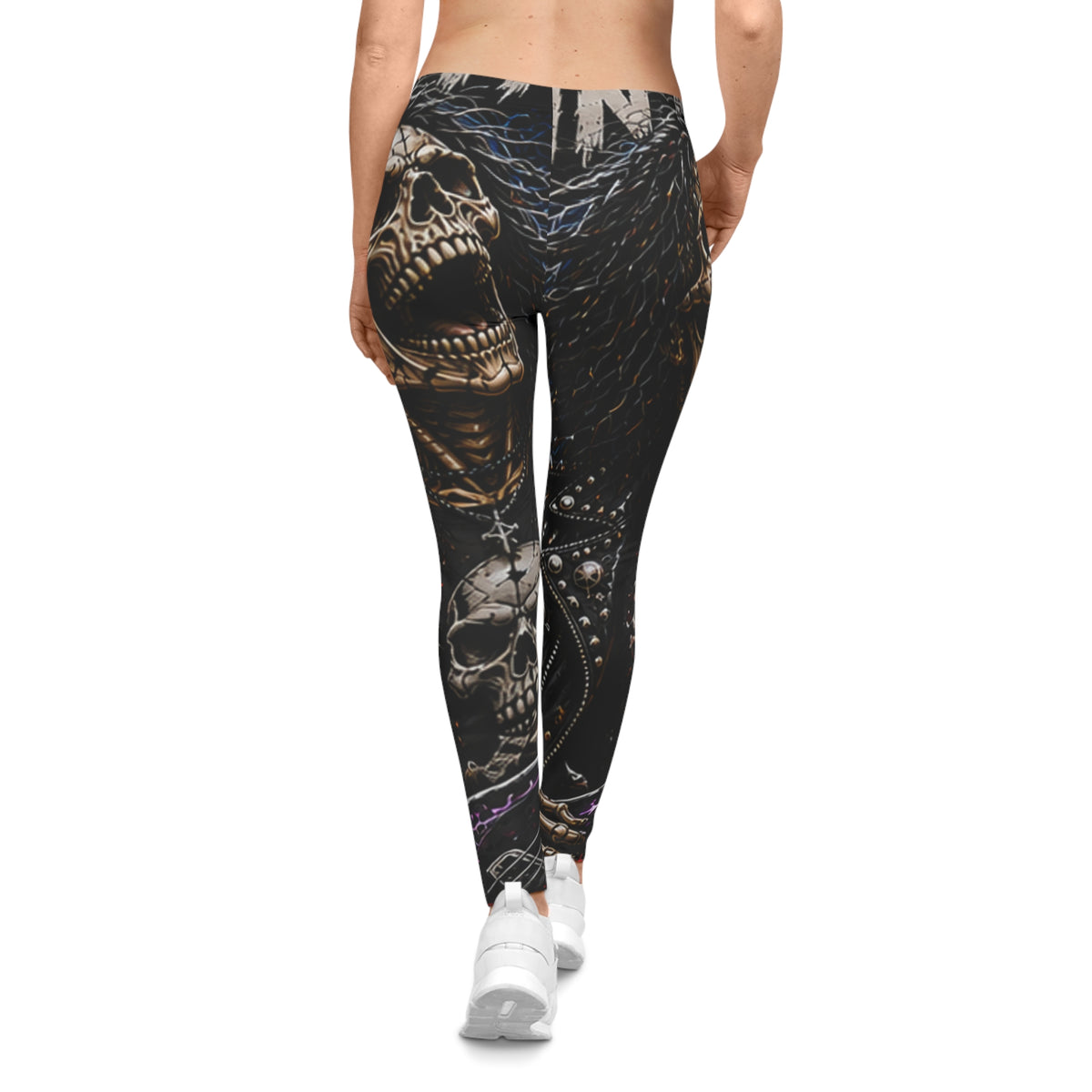 Skull Rock Leggings — Gothic Skeleton All-Over Print Women's Leggings
