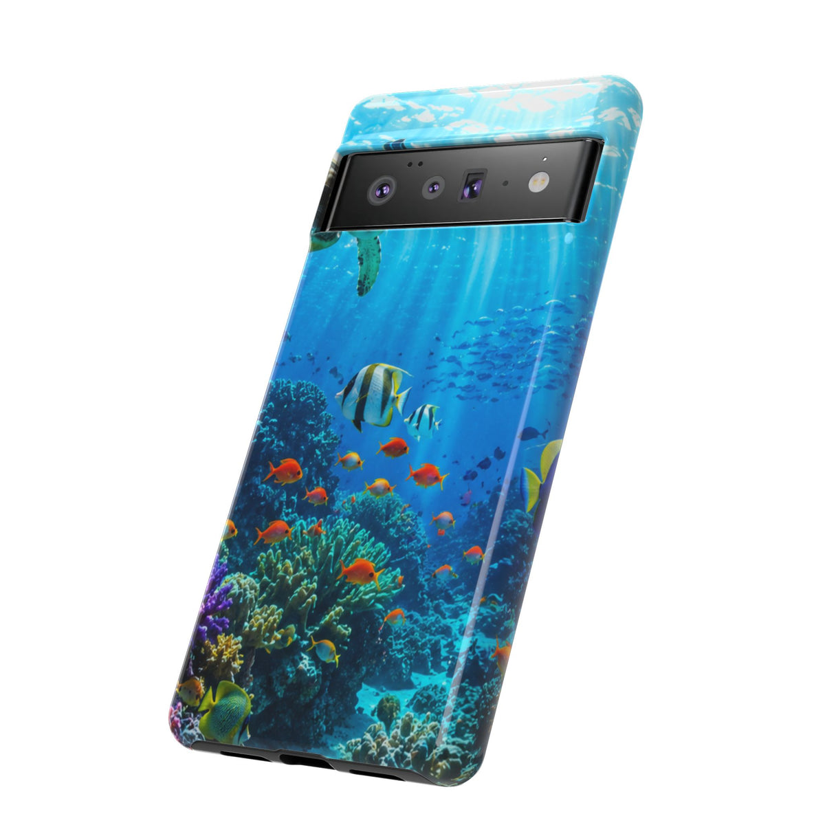 Underwater Ocean Life Tough Phone Case — Coral Reef & Sea Turtle Protective Cover