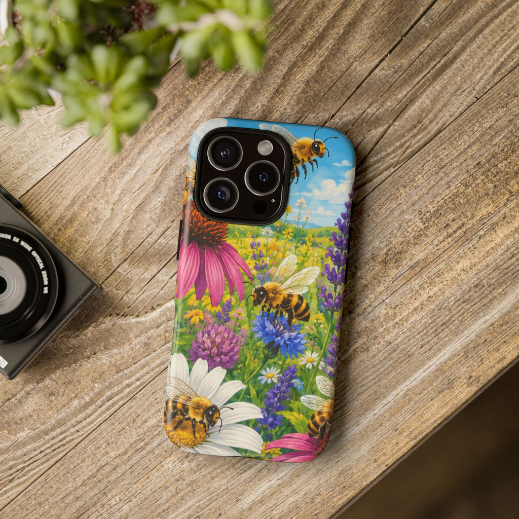 Bee Meadow Phone Case — Floral Honeybee Protective Cover