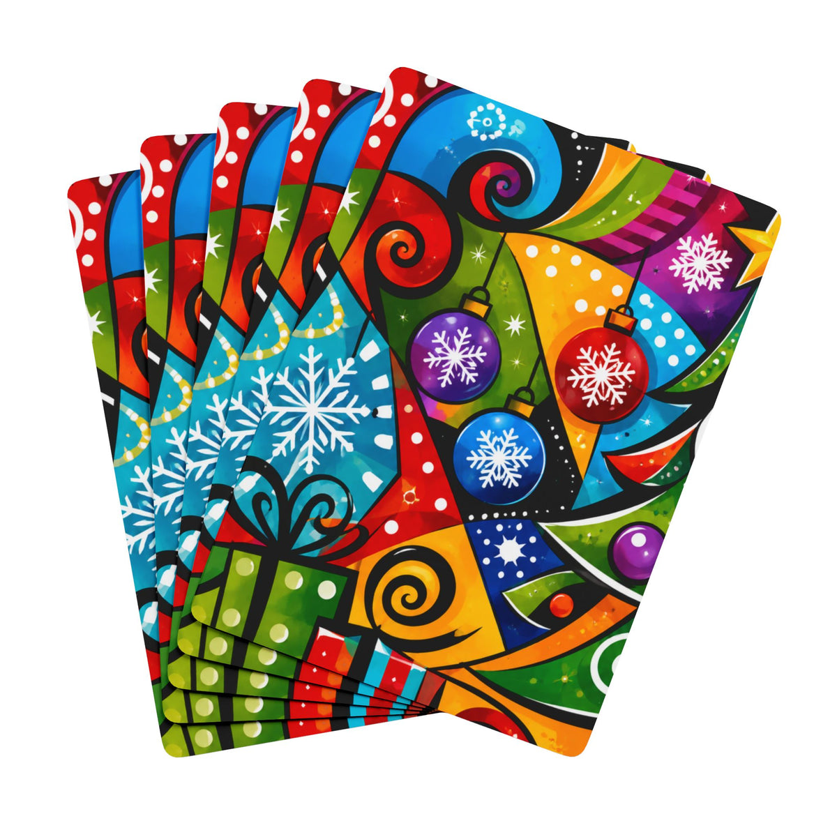 Holiday Poker Playing Cards — Colorful Christmas Deck with Decorative Ace