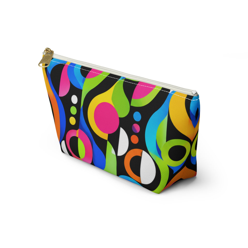 Retro Neon Geometric Accessory Pouch