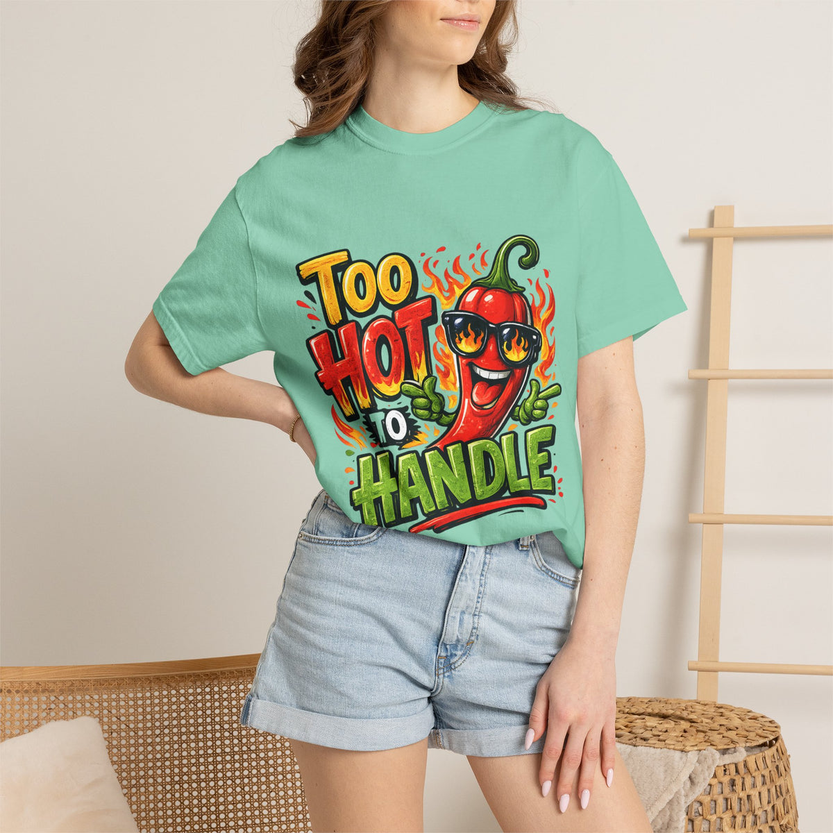 Too Hot to Handle pepper graphic T-shirt | spicy chili design