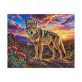 Coyote Sunset Landscape Puzzle — Desert Wildlife Jigsaw (110/252/520/1014 pcs)