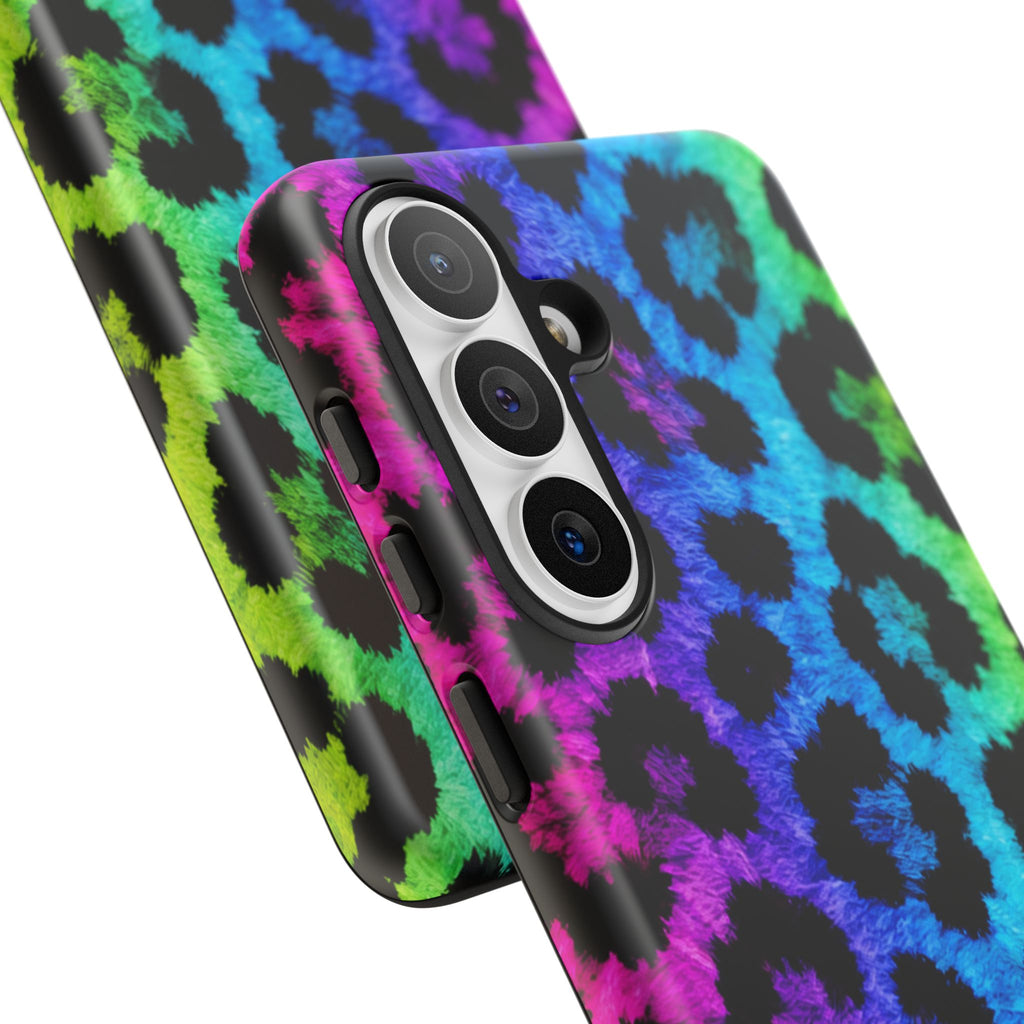 Neon Rainbow Leopard Tough Case – Colorful Animal Print Phone Cover