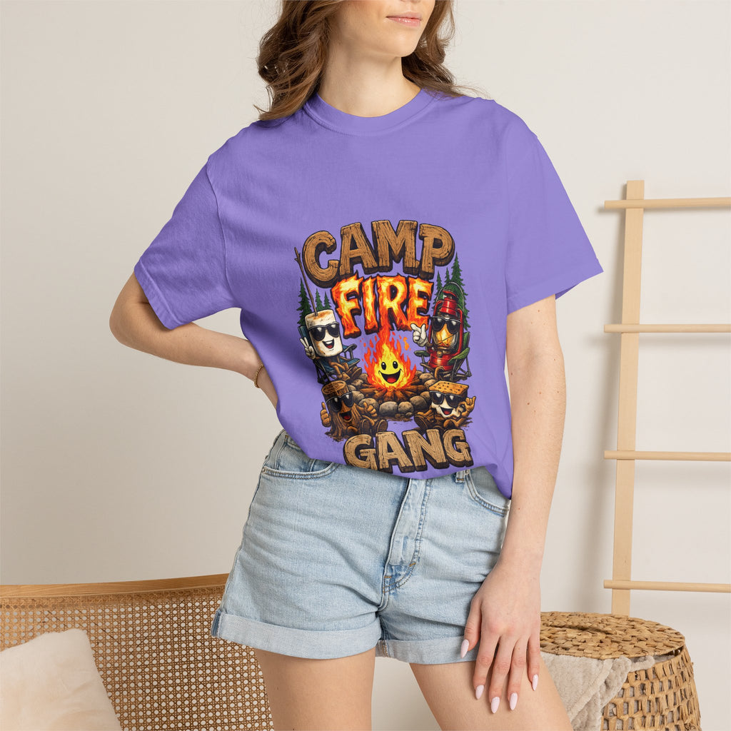 Campfire Gang T-Shirt | Camping Cartoon S'mores Bonfire Design