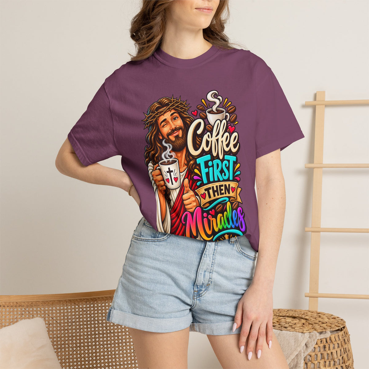 Coffee First Then Miracles Jesus T-Shirt