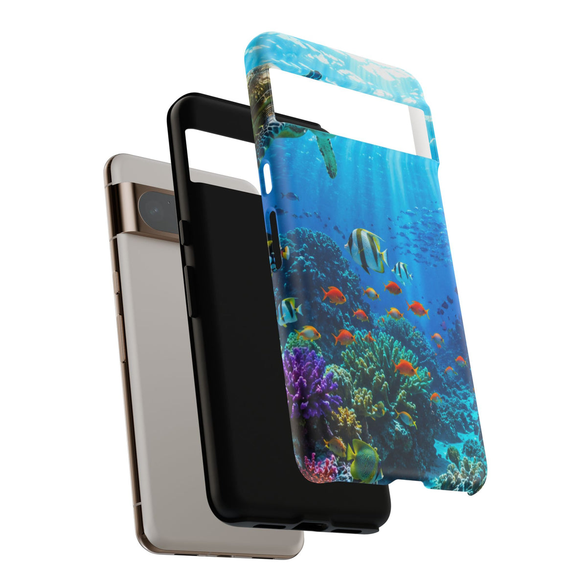 Underwater Ocean Life Tough Phone Case — Coral Reef & Sea Turtle Protective Cover
