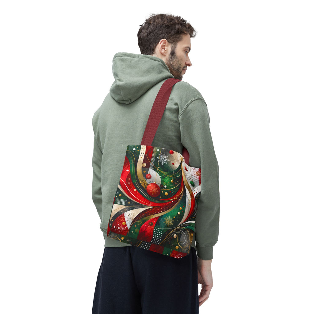 Abstract Retro Christmas Ornaments Tote Bag | Holiday Swirl Pattern