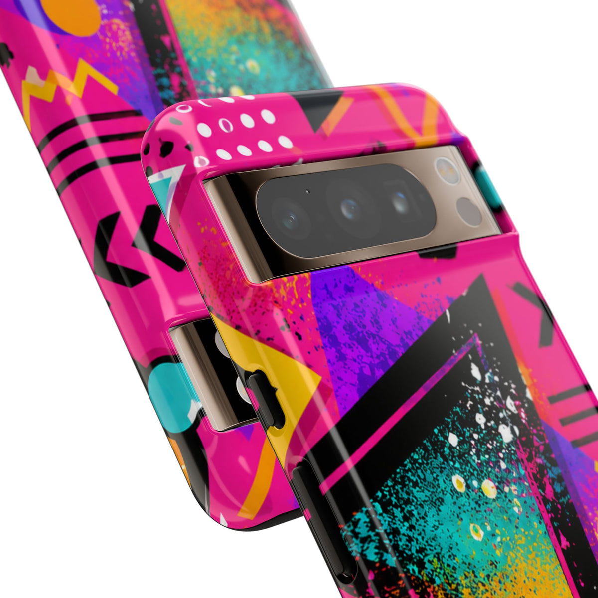 Retro 80s Geometric Phone Case — Neon Triangle Tough Case