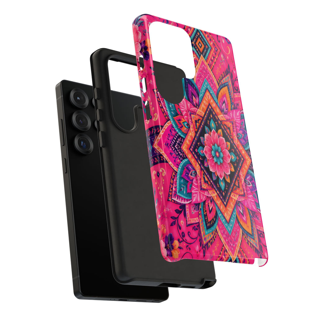 Floral Mandala Tough Phone Case — Pink Boho Protective Cover