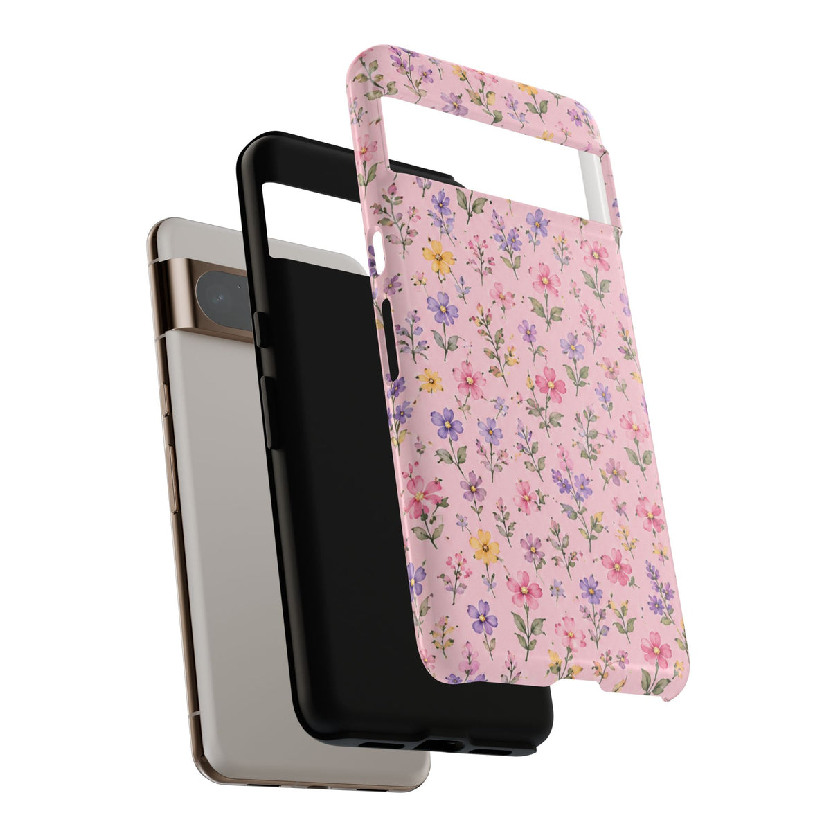 Floral Pink Tough Phone Case — Pastel Wildflower Protective Case
