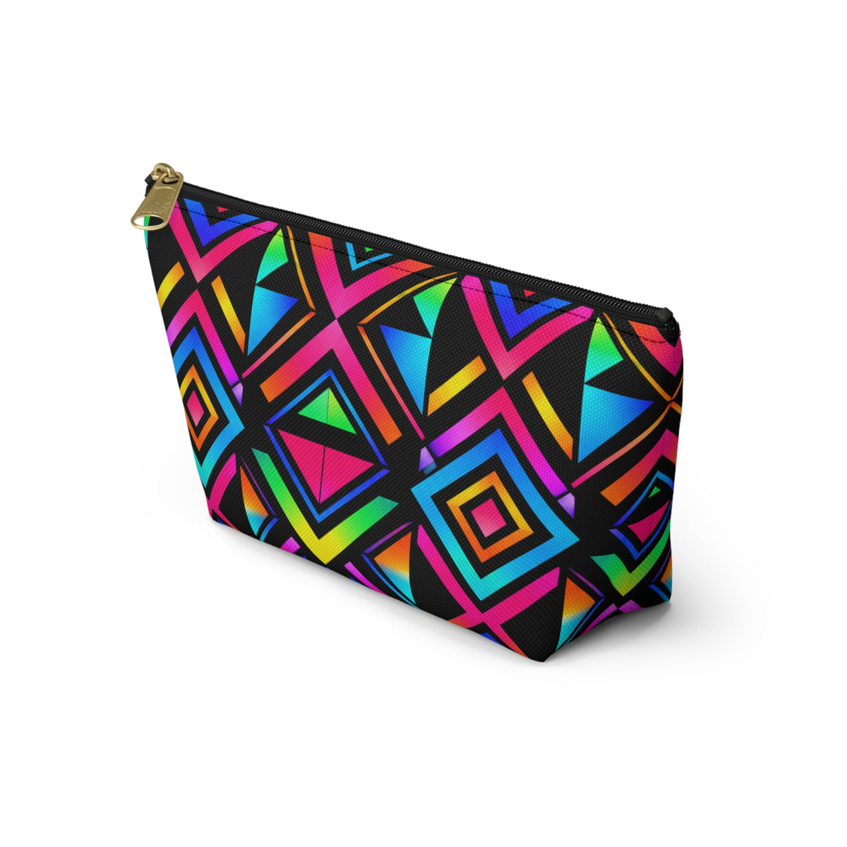 Neon Geo Makeup Pouch — Colorful Geometric Accessory Bag