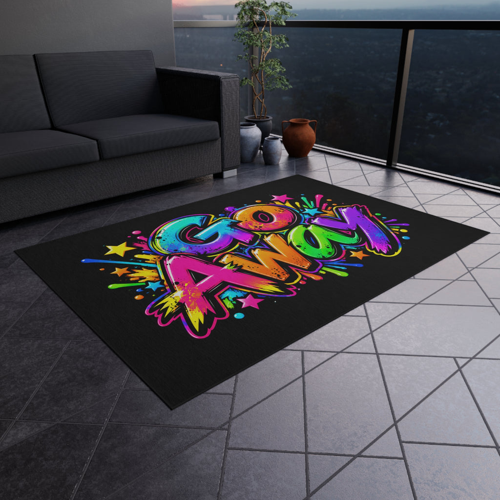 Outdoor Rug — Colorful Graffiti "GO AWAY" Doormat