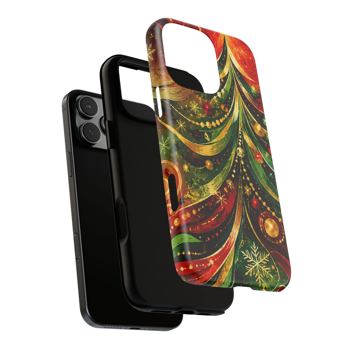 Christmas Tree Tough Phone Case — Festive Red & Green Holiday Phone Cover