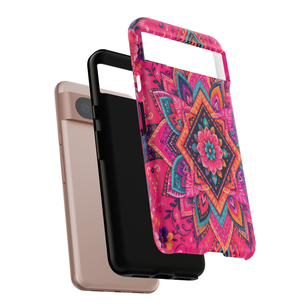Floral Mandala Tough Phone Case — Pink Boho Protective Cover