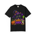 Black Witch Cat 'Bad Luck' T-Shirt | Halloween Pumpkin Skull