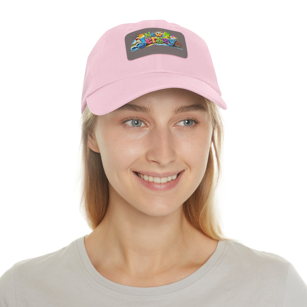 New Jersey Patch Logo Dad Hat | Leather Rectangle Patch